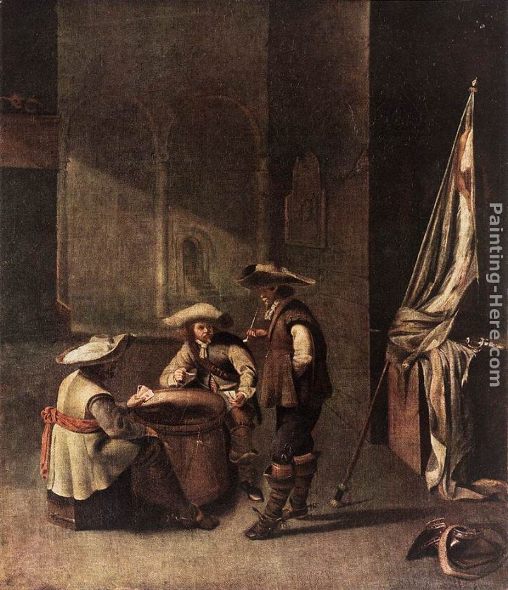 Guardroom with Soldiers Playing Cards painting - Jacob Duck Guardroom with Soldiers Playing Cards art painting